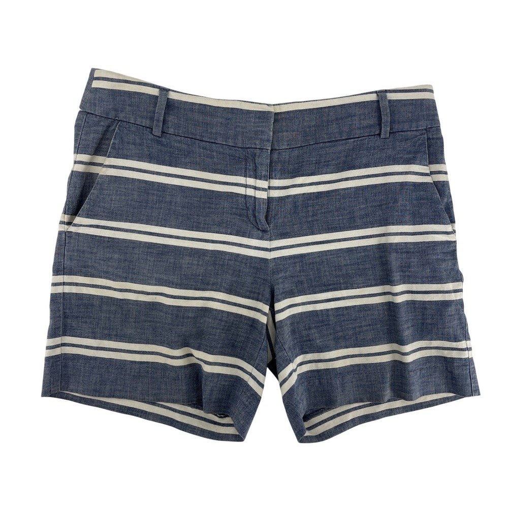 Loft Riviera Shorts Womens 4 Blue White Excellent Striped Cotton Mid Rise